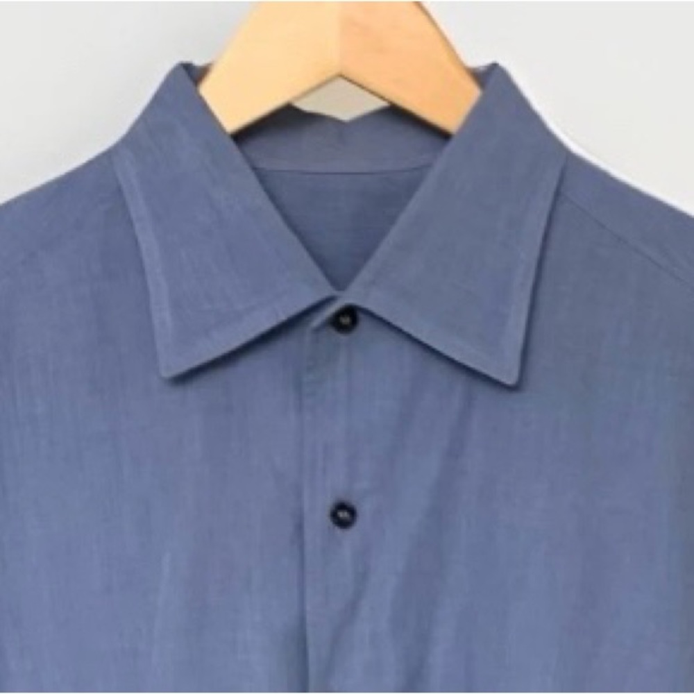 Ermenegildo Zegna Mens XXL Button Up Shirt Solid Blue